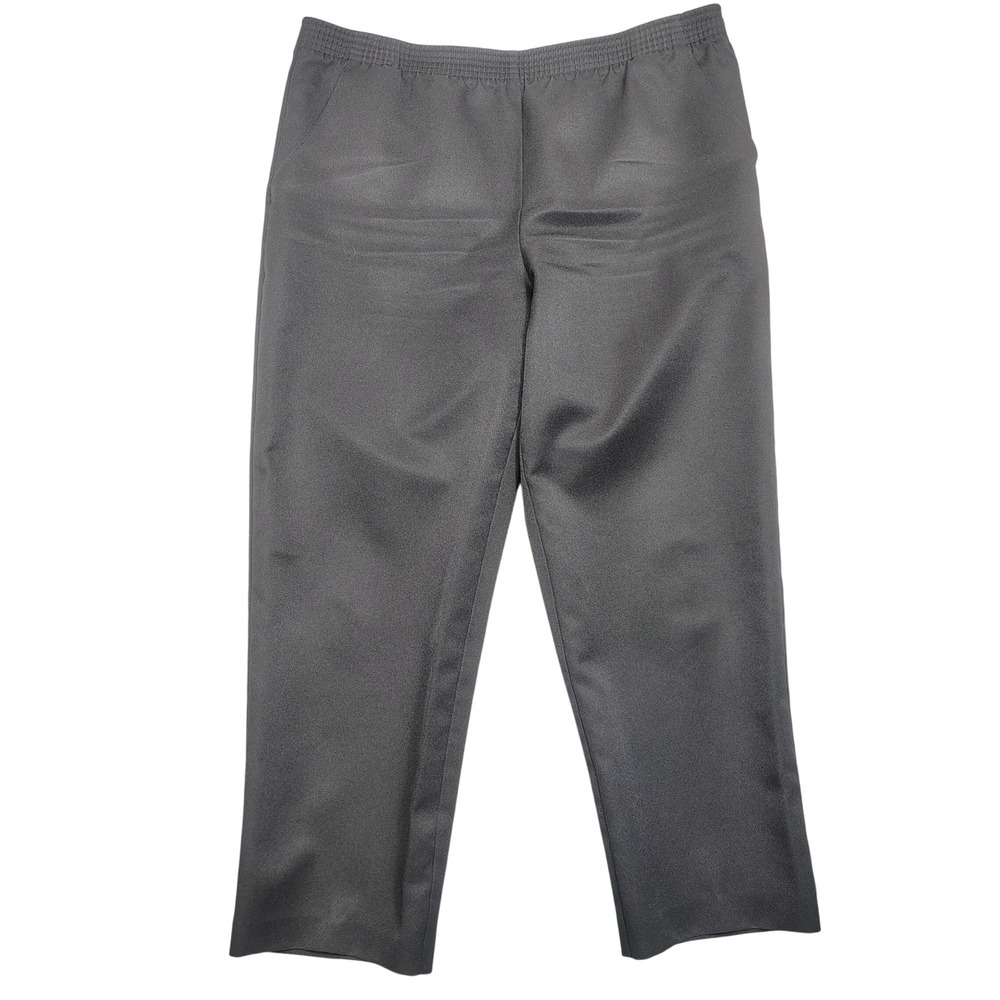Briggs New York Pants Womens 14P Elastic Waist Straight Leg Black Solid